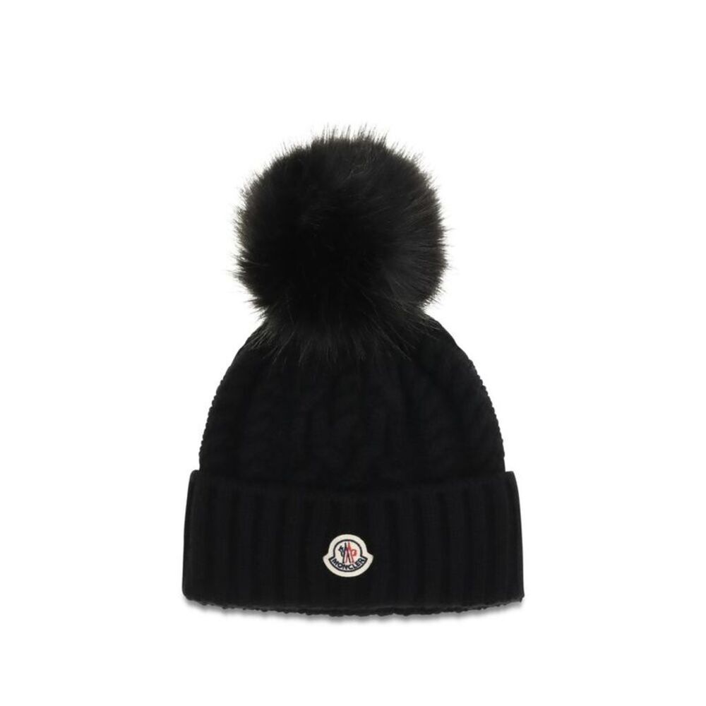 Moncler Black Wool Oves Aries Women's Beanie